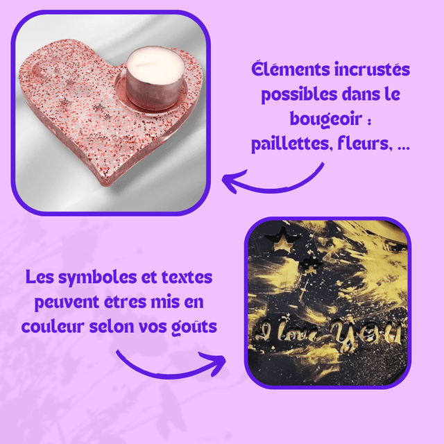 Personnalisation Bougeoir Cœur "I love you"