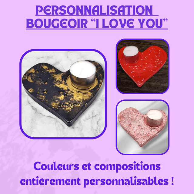 Personnalisation Bougeoir Cœur "I love you"